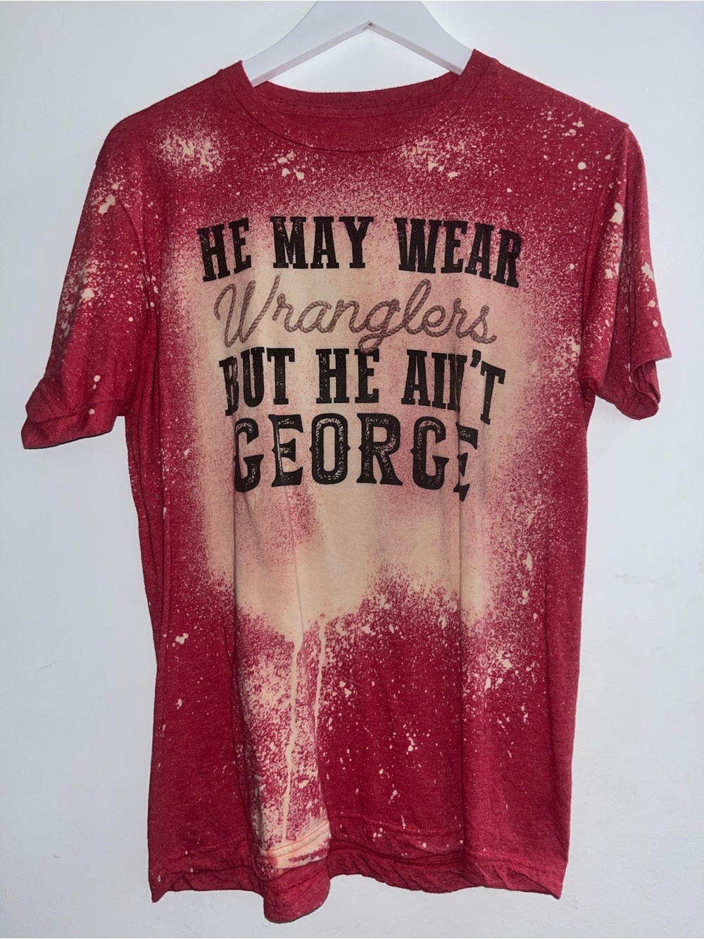 Wrangler Graphic Tee - Red Bleached 'He May Wear Wrangler'
